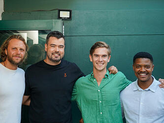 Lucas Johnson-Barker and Jürgen Stroebel (3 Capital Ventures), and Timothy Treagus and Mzwandile (Mzee) Sotsaka (Yazi)